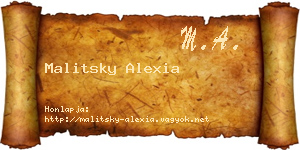Malitsky Alexia névjegykártya